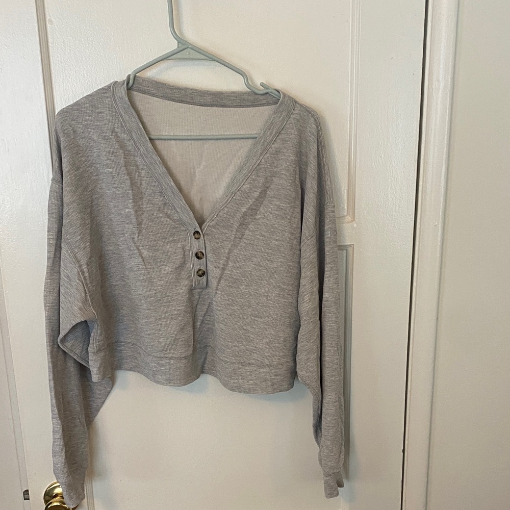 Alo Crop Henley Long Sleeve Top